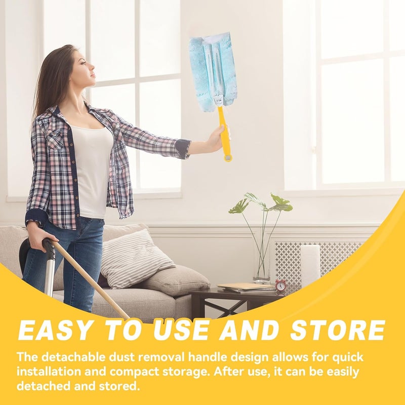 OMASUNB 10 Pcs Duster Handle Compatible with Swiffer Duster, Thickened Material Replacement Extendable Dusters Mop Handles for Tight Spaces and Cleaning Car Blinds Furniture Electronics(Yellow) - Image 4